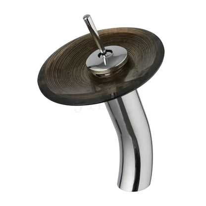 ™ Glass Rocker Handle Basin Faucet, Waterfall Mixer Taps, Chrome Finish
