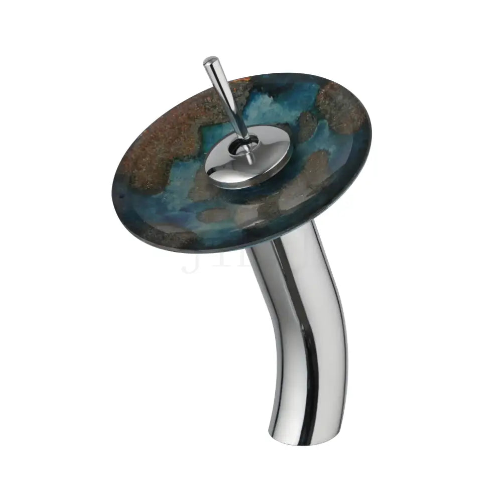 ™ Glass Rocker Handle Basin Faucet, Waterfall Mixer Taps, Chrome Finish