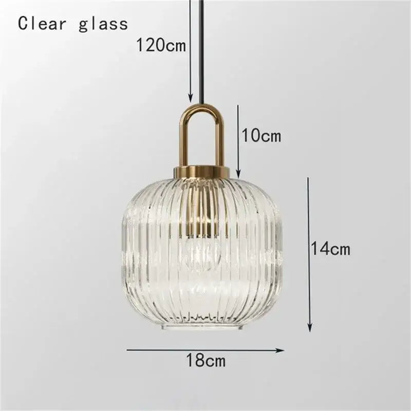 glass stripe brass pendant light for dining room