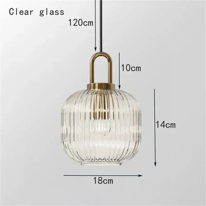 glass stripe brass pendant light for dining room