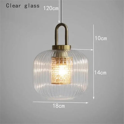 glass stripe brass pendant light for dining room