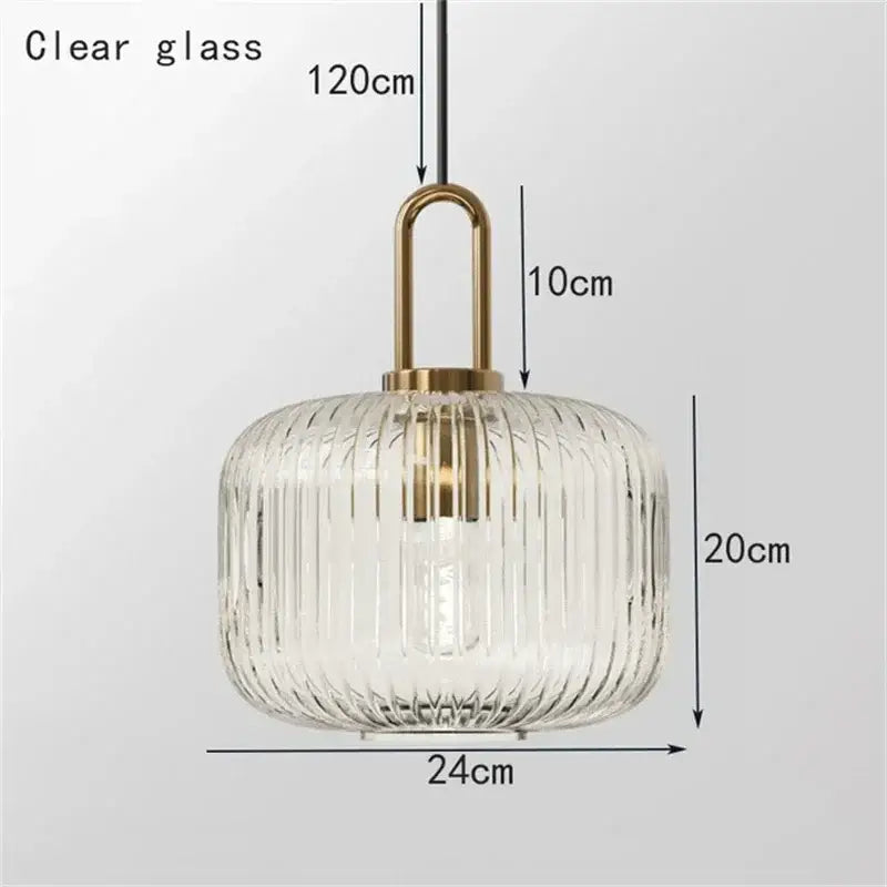glass stripe brass pendant light for dining room