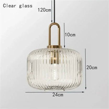 glass stripe brass pendant light for dining room