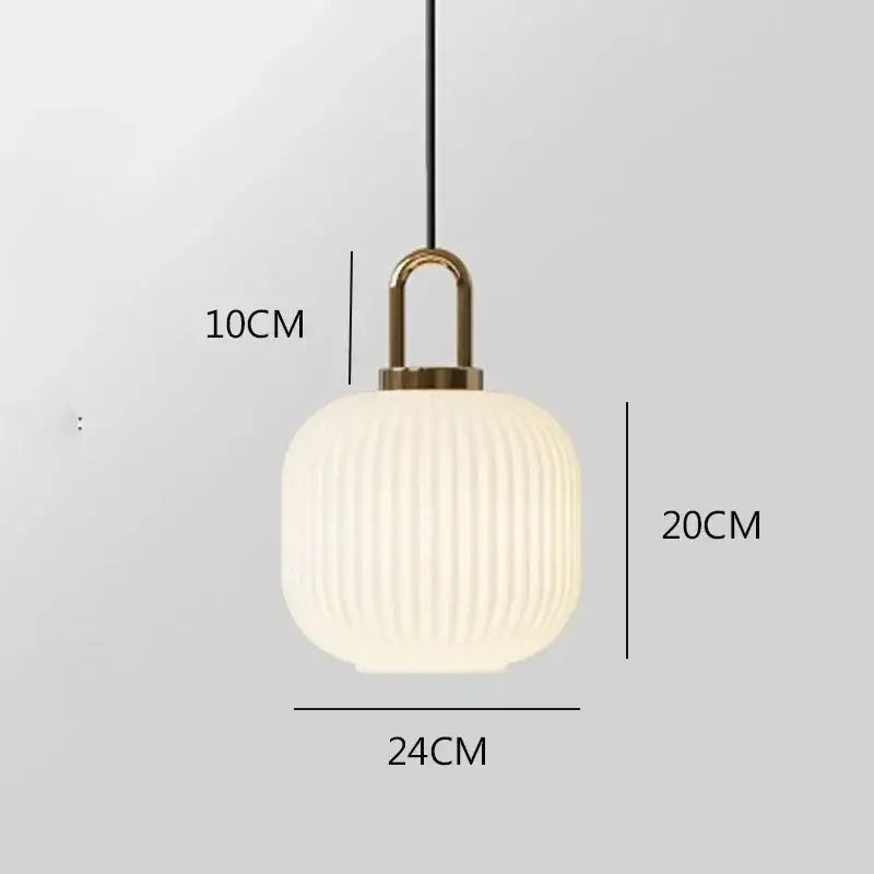 glass stripe brass pendant light for dining room