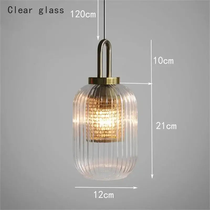 glass stripe brass pendant light for dining room