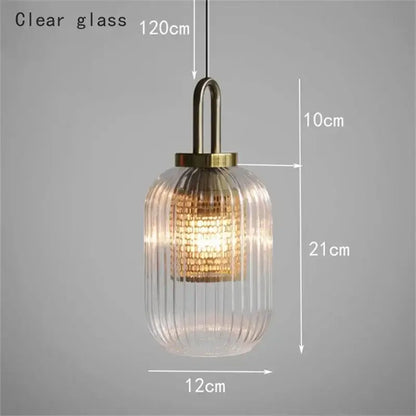 glass stripe brass pendant light for dining room