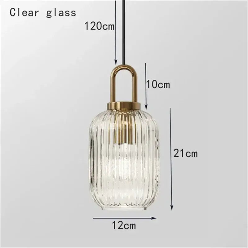 glass stripe brass pendant light for dining room