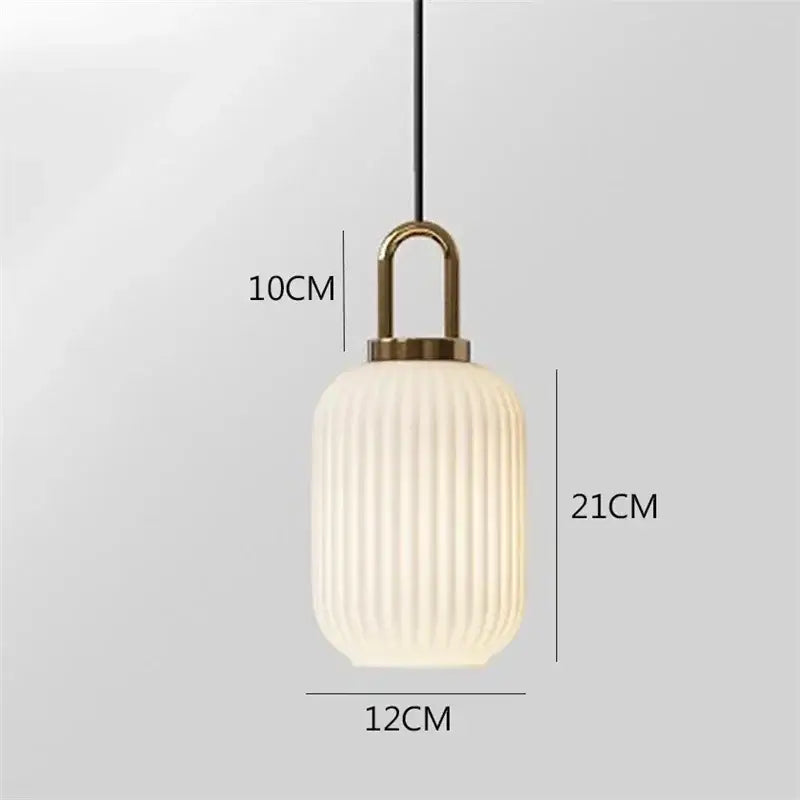 glass stripe brass pendant light for dining room
