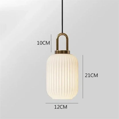 glass stripe brass pendant light for dining room