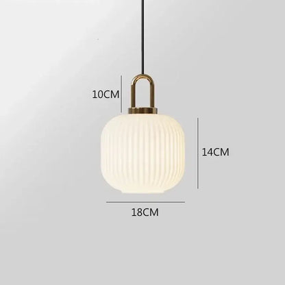glass stripe brass pendant light for dining room