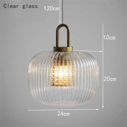 glass stripe brass pendant light for dining room