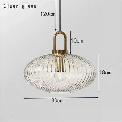 glass stripe brass pendant light for dining room