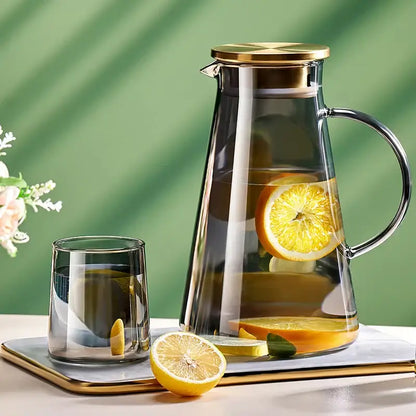 Modern gold and clear glass water kettle set kitchen tea jug