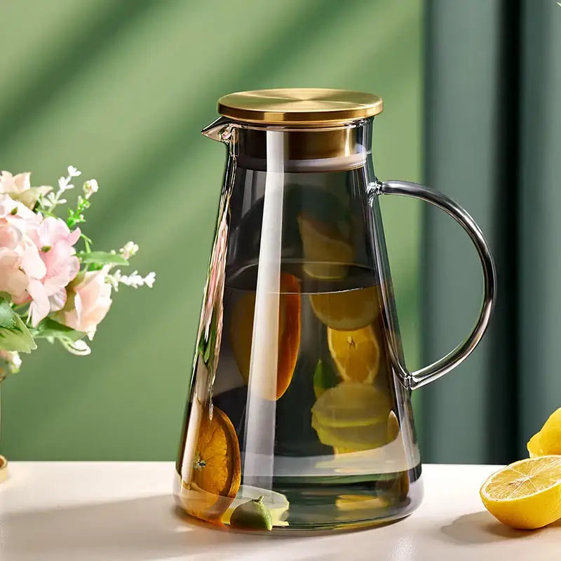 Modern gold and clear glass water kettle set kitchen tea jug