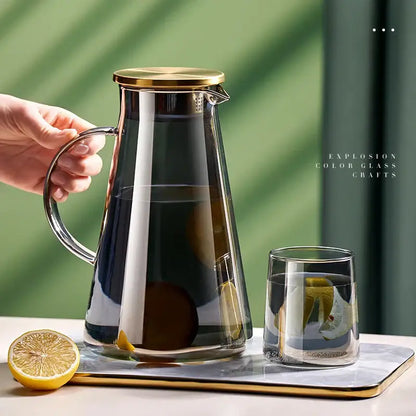 Modern gold and clear glass water kettle set kitchen tea jug