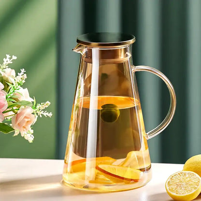Modern gold and clear glass water kettle set kitchen tea jug