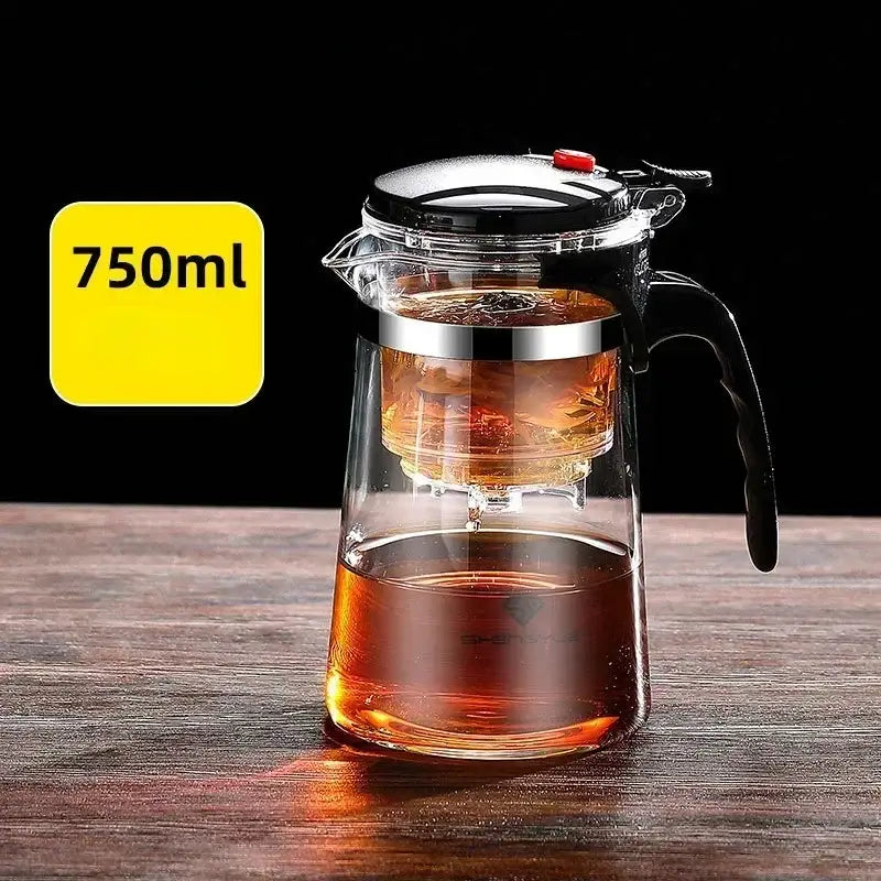 Modern black & silver glass tea kettle kitchen infuser pot