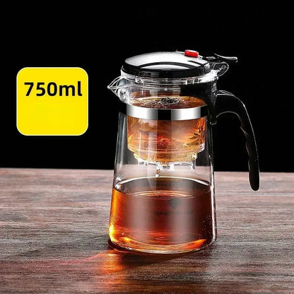 Modern black & silver glass tea kettle kitchen infuser pot
