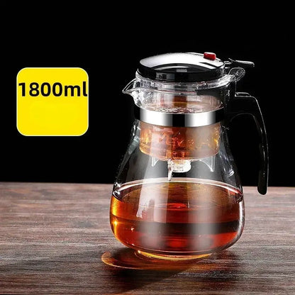 Modern black & silver glass tea kettle kitchen infuser pot