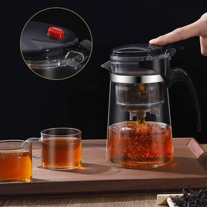 Modern black & silver glass tea kettle kitchen infuser pot