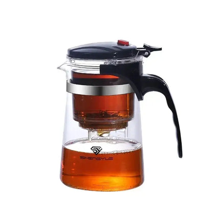 Modern black & silver glass tea kettle kitchen infuser pot