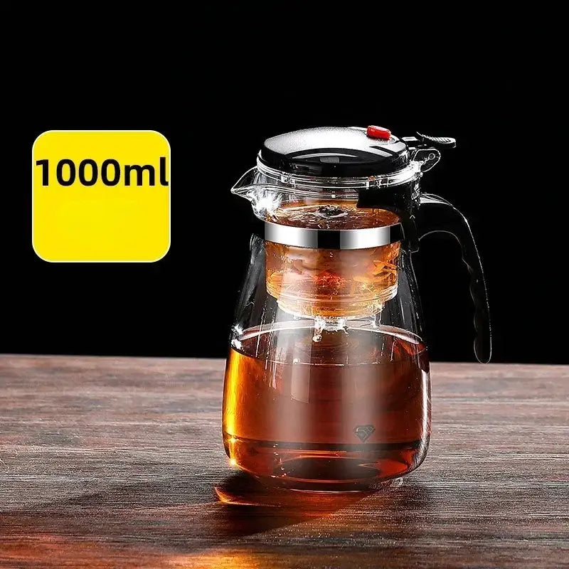 Modern black & silver glass tea kettle kitchen infuser pot