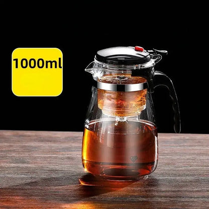 Modern black & silver glass tea kettle kitchen infuser pot