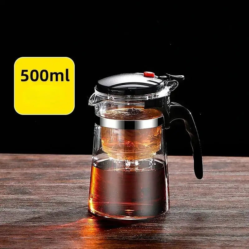 Modern black & silver glass tea kettle kitchen infuser pot