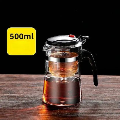 Modern black & silver glass tea kettle kitchen infuser pot