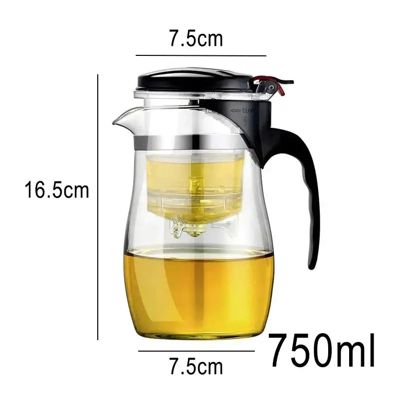 Modern glass tea set with black handle – kitchen brewing kettle