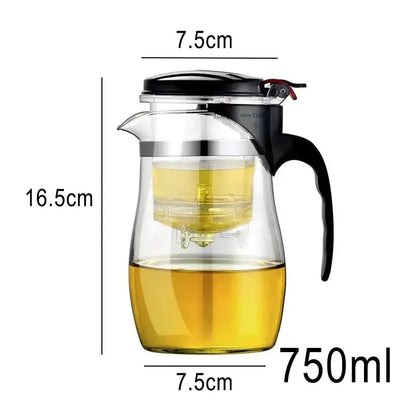 Modern glass tea set with black handle – kitchen brewing kettle