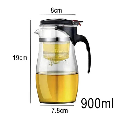 Modern glass tea set with black handle – kitchen brewing kettle