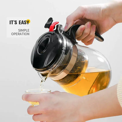 Modern glass tea set with black handle – kitchen brewing kettle