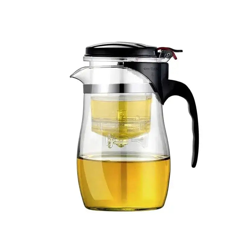 Modern glass tea set with black handle – kitchen brewing kettle