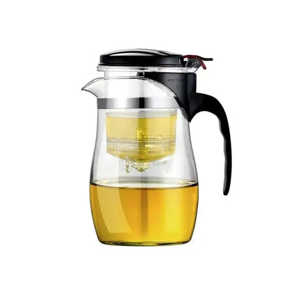 Modern glass tea set with black handle – kitchen brewing kettle