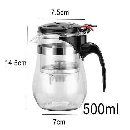 Modern glass tea set with black handle – kitchen brewing kettle