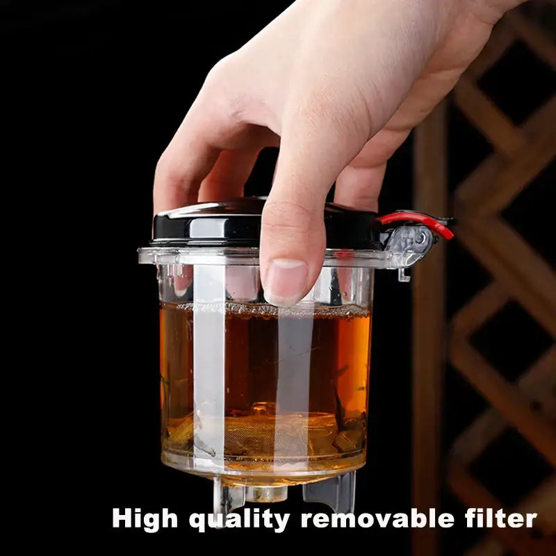 Modern glass tea set with black handle – kitchen brewing kettle