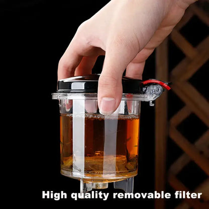 Modern glass tea set with black handle – kitchen brewing kettle