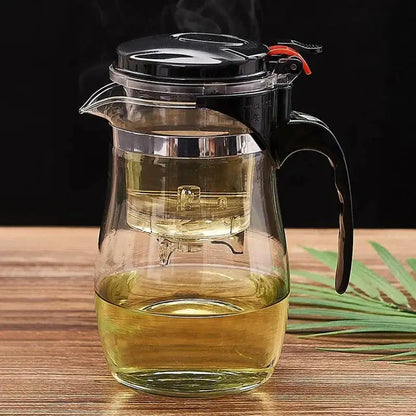 Modern glass tea set with black handle – kitchen brewing kettle