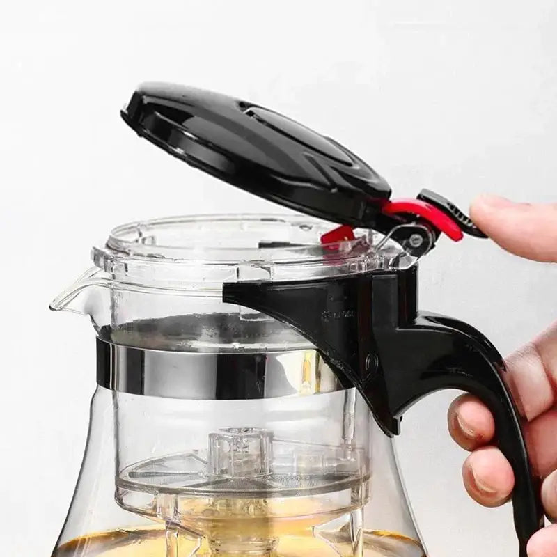 Modern glass tea set with black handle – kitchen brewing kettle