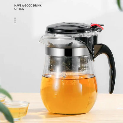 Modern glass tea set with black handle – kitchen brewing kettle