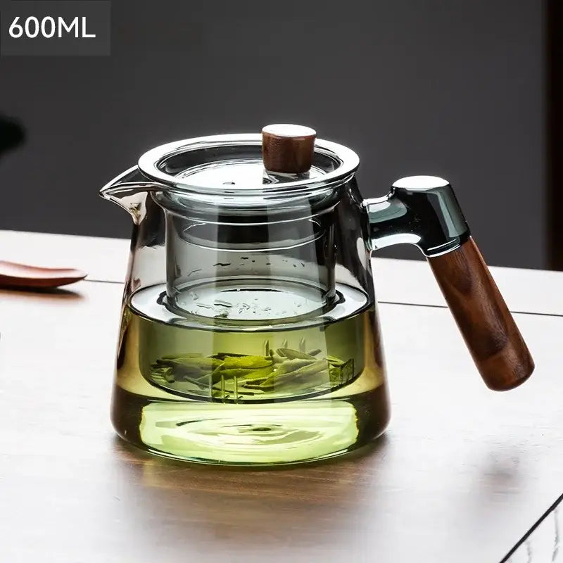Retro glass tea set with wooden handle – dining room serving set