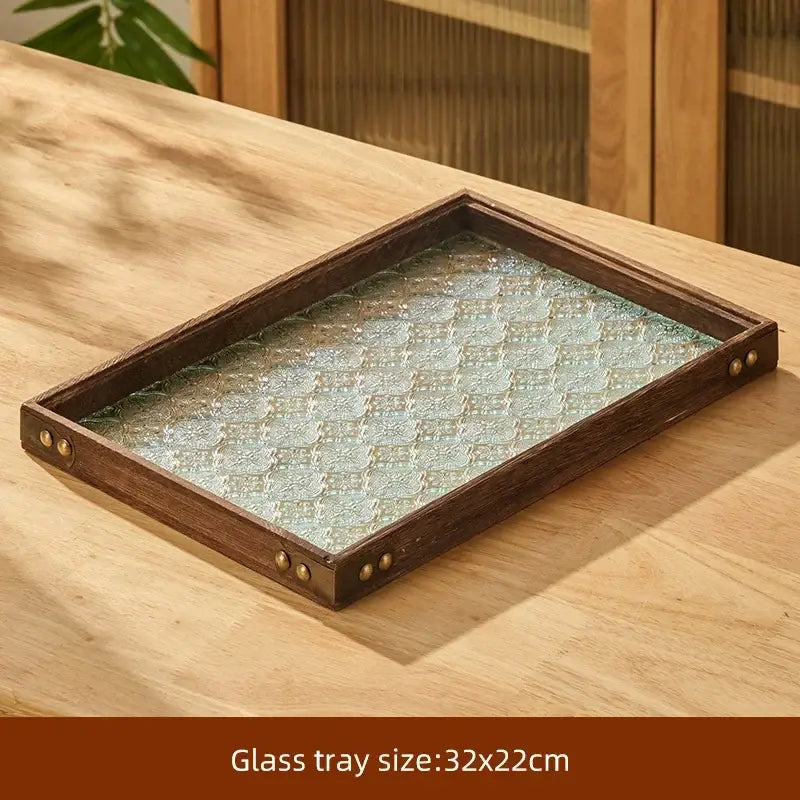 Retro glass tea set with wooden handle – dining room serving set