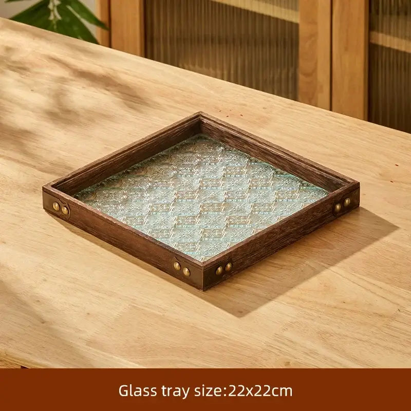 Retro glass tea set with wooden handle – dining room serving set