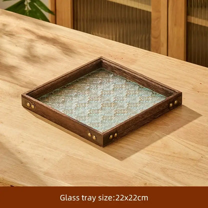Retro glass tea set with wooden handle – dining room serving set