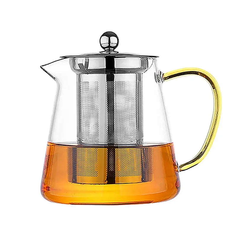 Modern gold handle glass teapot kitchen infuser kettle