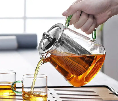 Modern gold handle glass teapot kitchen infuser kettle