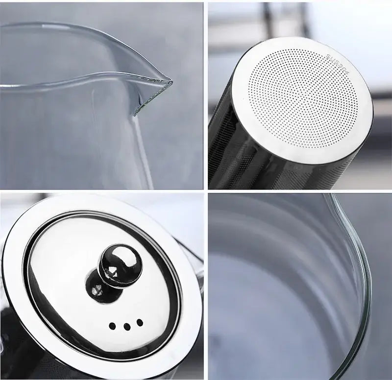 Modern gold handle glass teapot kitchen infuser kettle