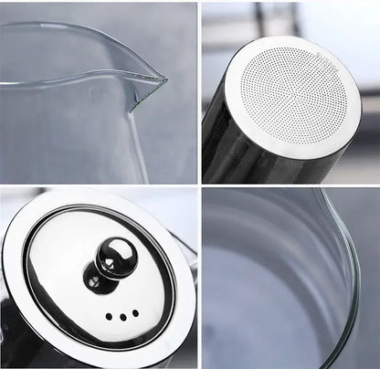 Modern gold handle glass teapot kitchen infuser kettle
