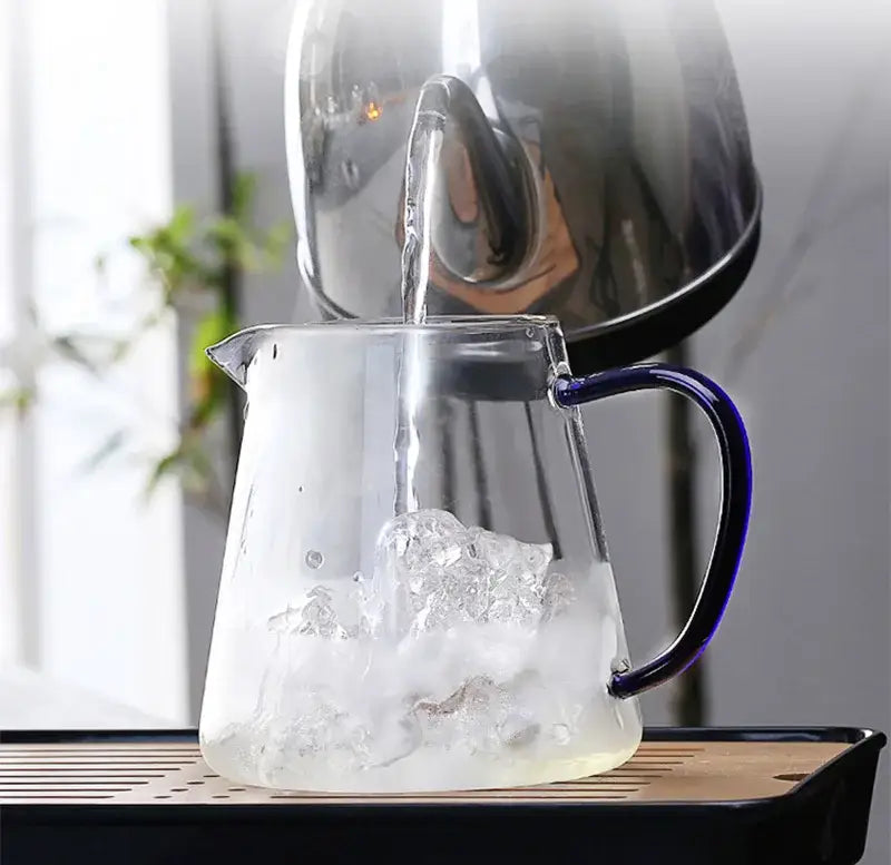 Modern gold handle glass teapot kitchen infuser kettle